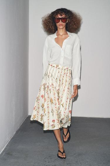 JUPE PLIS PLATS FLEURS ZW COLLECTION - Multicolore de Zara