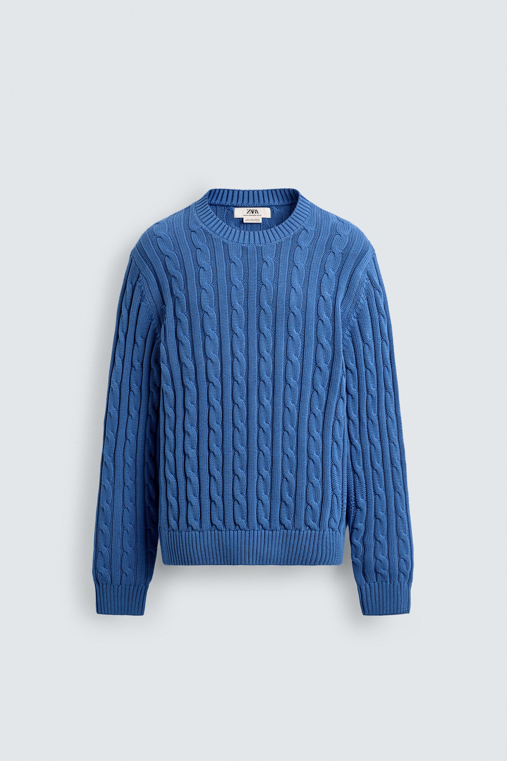 CABLE KNIT SWEATER - Blue | ZARA United States