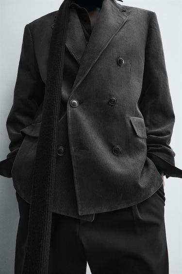 DOUBLE-BREASTED CORDUROY BLAZER - Anthracite grey by Zara - Image 5