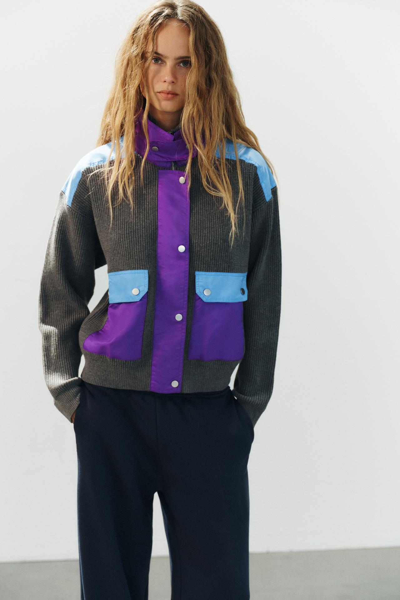 COMBINED KNIT JACKET — Gray