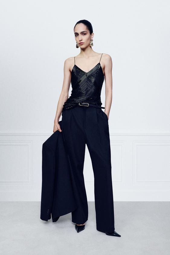 TOP ASYMÉTRIQUE À FANTAISIE ZW COLLECTION - Noir de Zara - Image 0