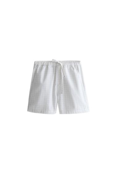 Zara CHECKED SHORTS - 磨白色