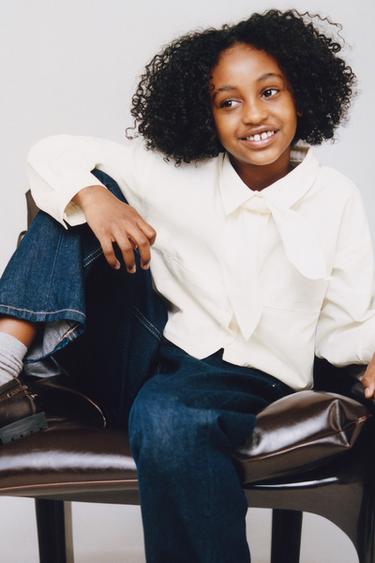 CHEMISE COURTE À FOULARD DÉTACHABLE - Blanc cassé de Zara