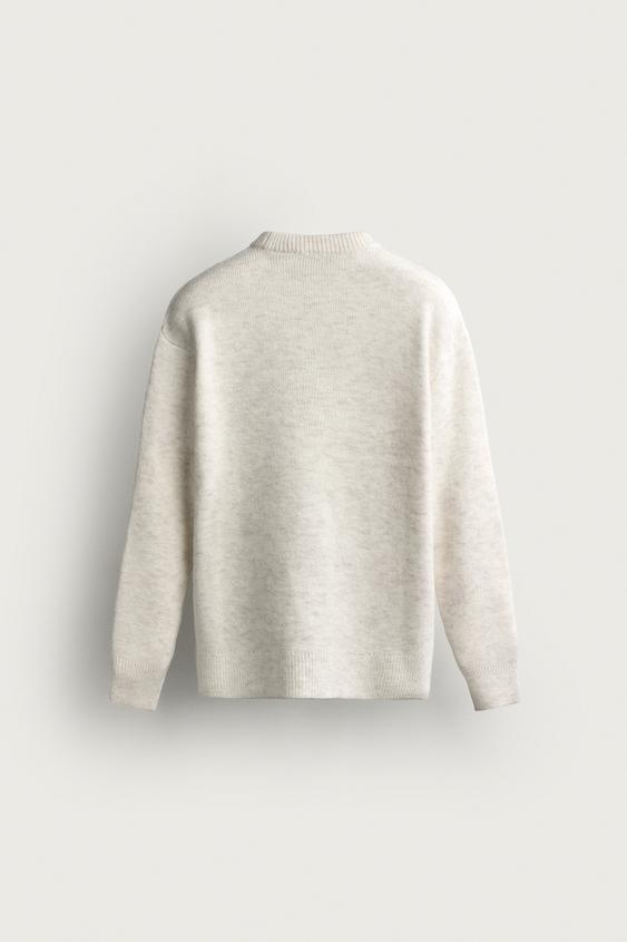 PULL TEXTURÉ AVEC LAINE - Blanc cassé de Zara - Image 7