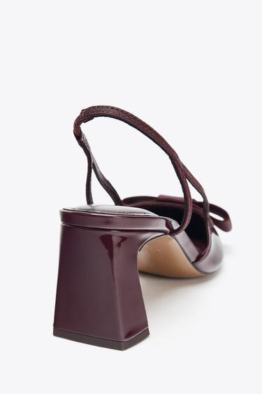 CHAUSSURES À TALONS OUVERTES À L'ARRIÈRE AVEC NŒUD - Bordeaux de Zara - Image 5