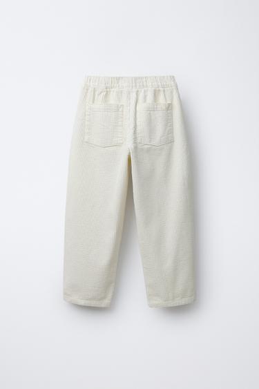 PANTALON EN VELOURS CÔTELÉ ÉPAIS - Écru de Zara - Image 1