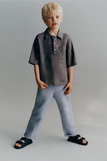 TIMELESZ - LINEN SHIRT WITH POCKET - Anthracite grey by Zara