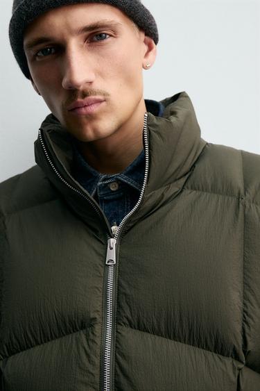 BLOUSON DOUDOUNE 100 % PLUMES - Vert moyen de Zara - Image 4