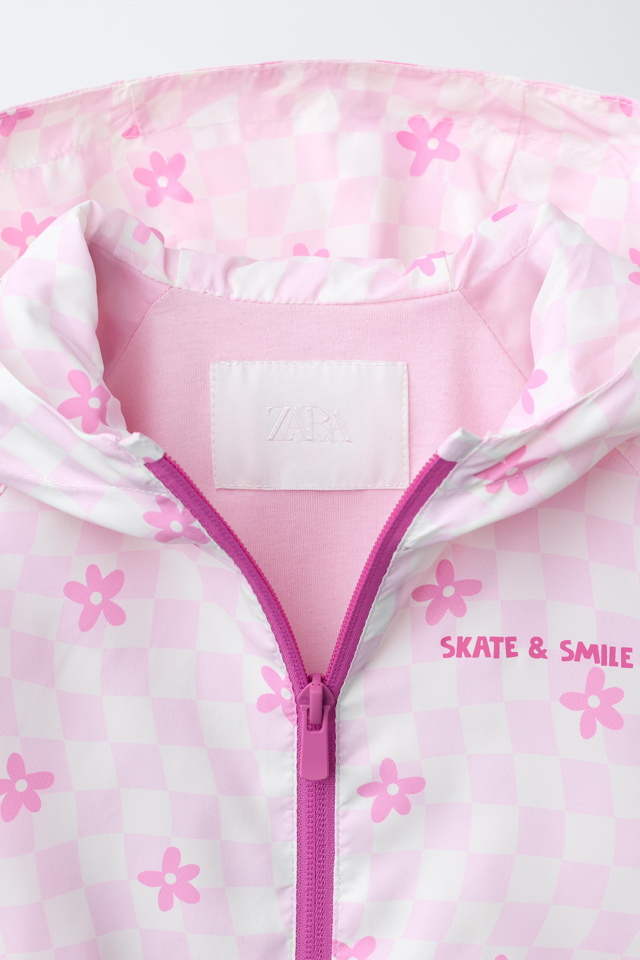 WATER REPELLENT PLAID AND FLORAL RAINCOAT