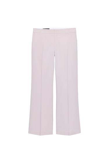 بنطلون مستقيم خصر منخفض - وردي باستيل الخاص بـ Zara