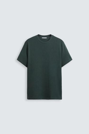REGULAR FIT KNIT T-SHIRT - Petrol blue by Zara