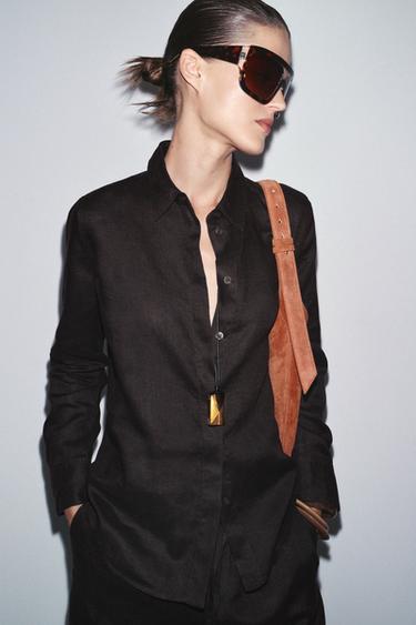 SAC MAXI SEAU EN CUIR SUÉDÉ AVEC DÉTAIL D'ANSE - Orange de Zara - Image 2