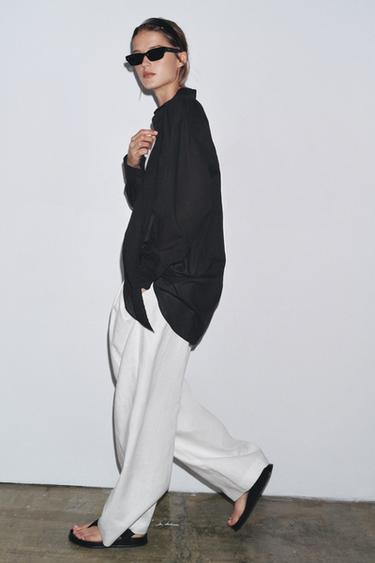 ZW COLLECTION OVERSIZE SHIRT - Black by Zara - Image 3