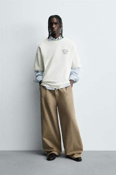 CONTRAST PRINT T-SHIRT - Oyster-white by Zara