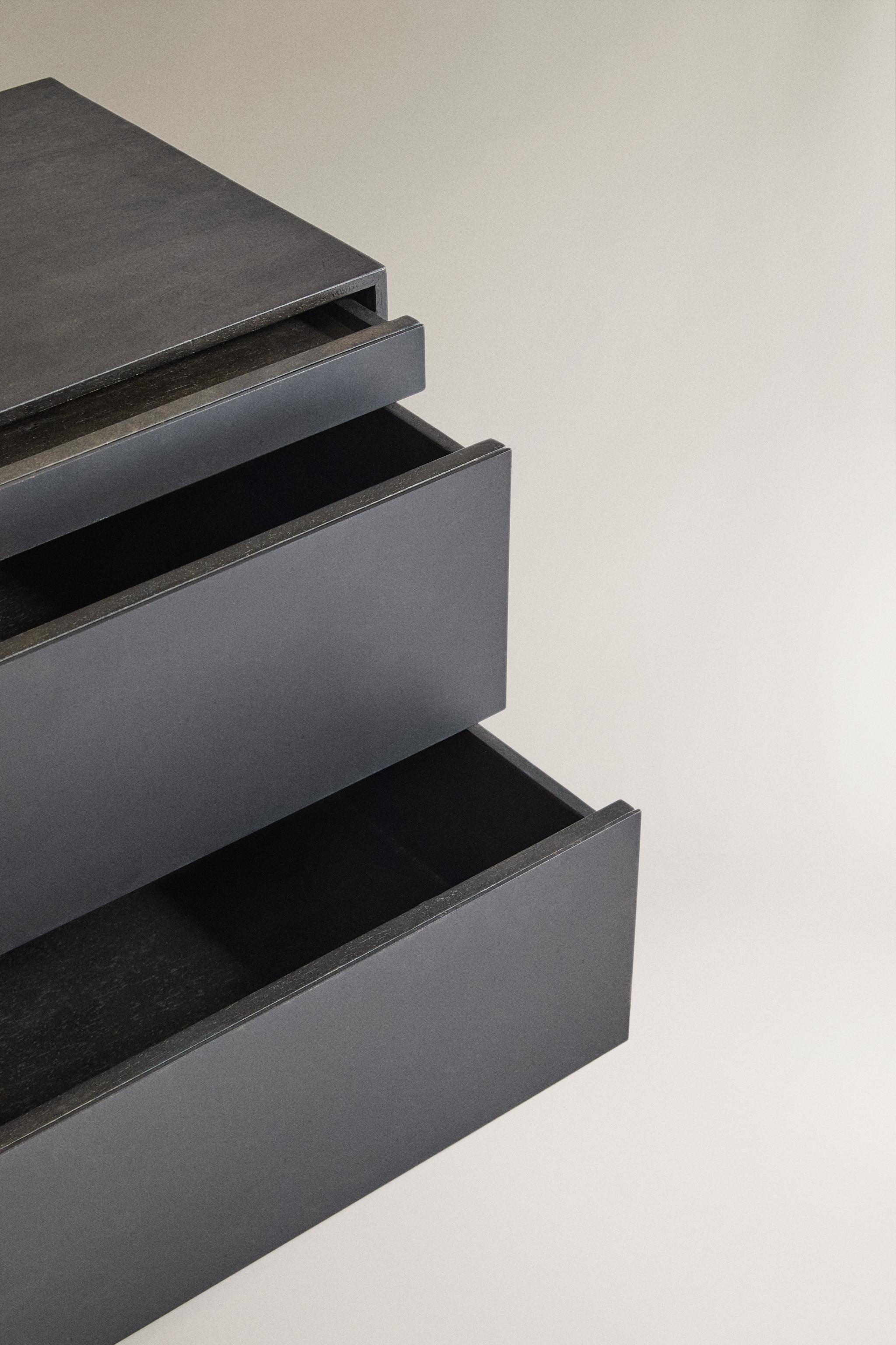 WOOD AND METAL BEDSIDE TABLE