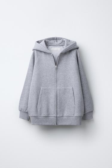 Zara ZIP-UP HOODED SWEATSHIRT - Gray marl