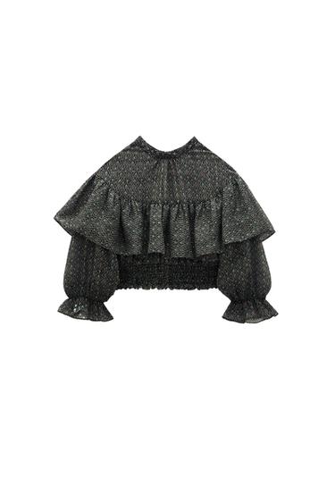 PRINTED BLOUSE WITH METALLIC THREAD