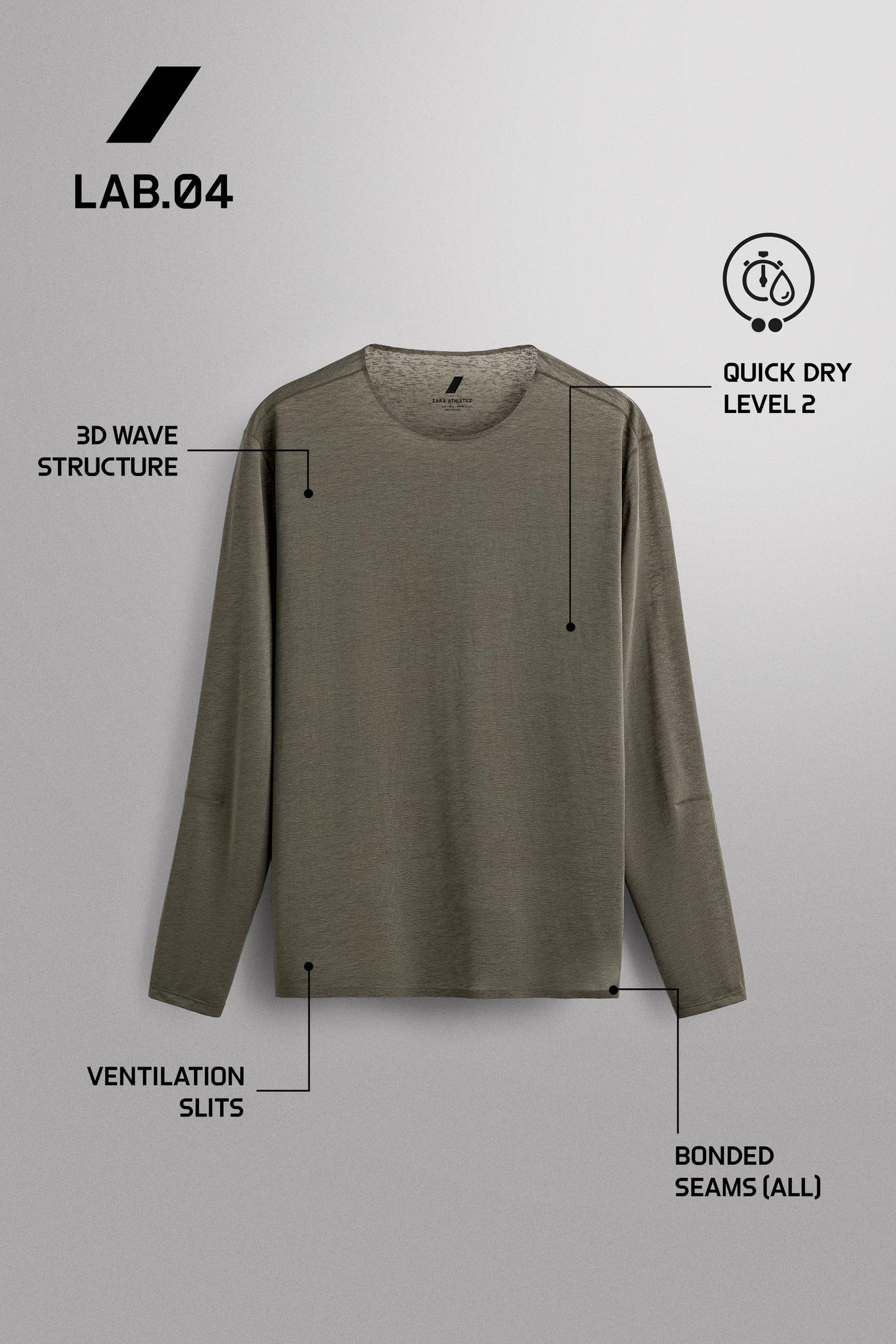 Мужская футболка Zara Lightweight Structured Running, цвет: Зелёный меланжевый — фото 7