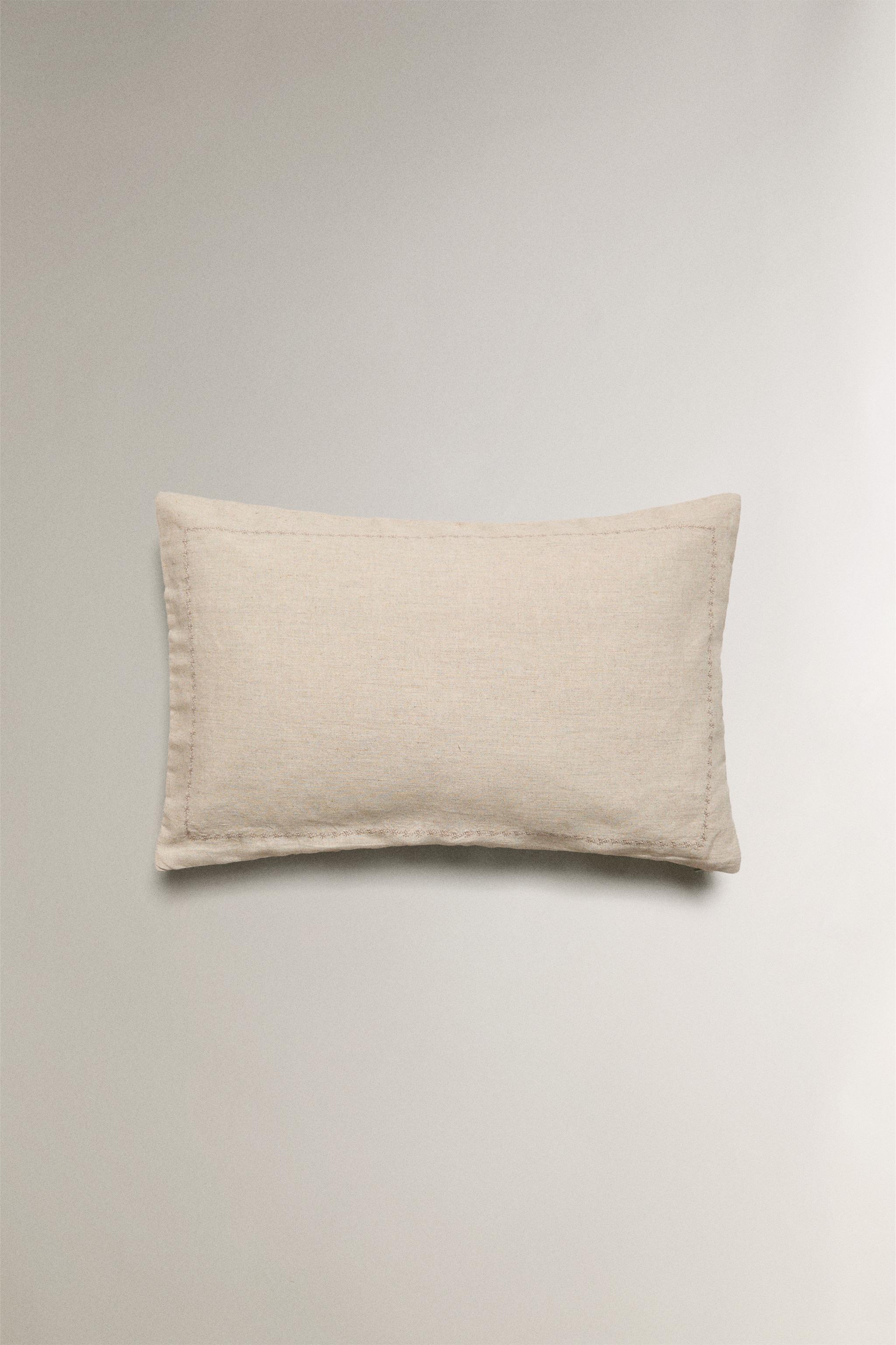 HOUSSE DE COUSSIN ÉDREDON LIN MATELASSÉ POIS