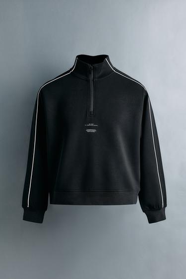 سويت شيرت رياضي ببييهات متباينة - أسود الخاص بـ Zara