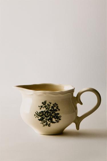 FLORAL EARTHENWARE MILK JUG - Dark olive by Zara - Image 4