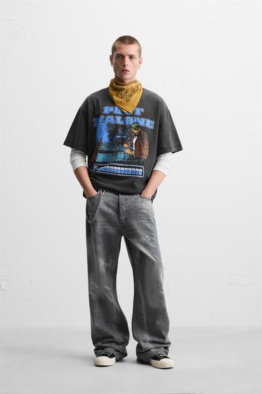 POST MALONE™ GRAPHIC T-SHIRT - Anthracite grey by Zara - Image 0