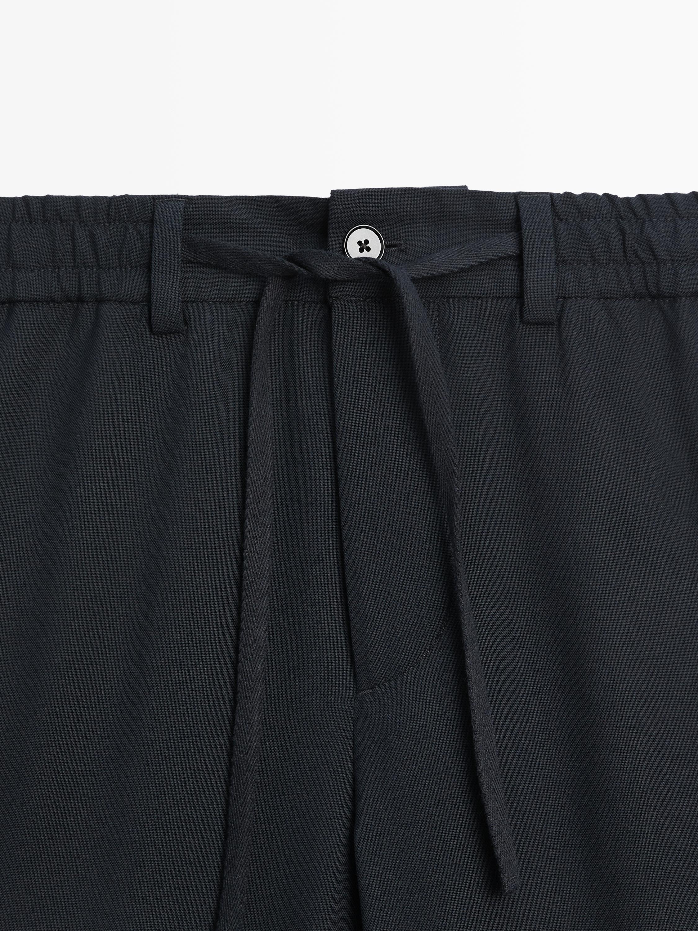 Pantalon structuré en laine froide