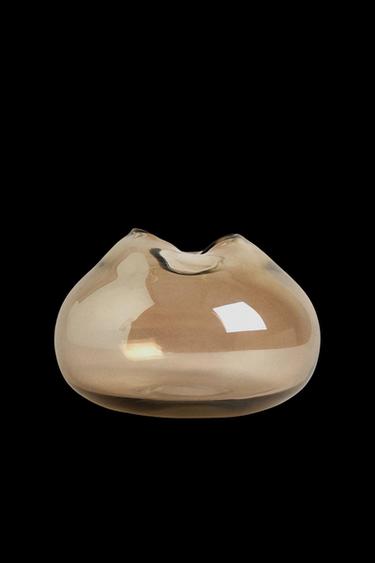 Zara LOW SHINY GLASS VASE - Golden
