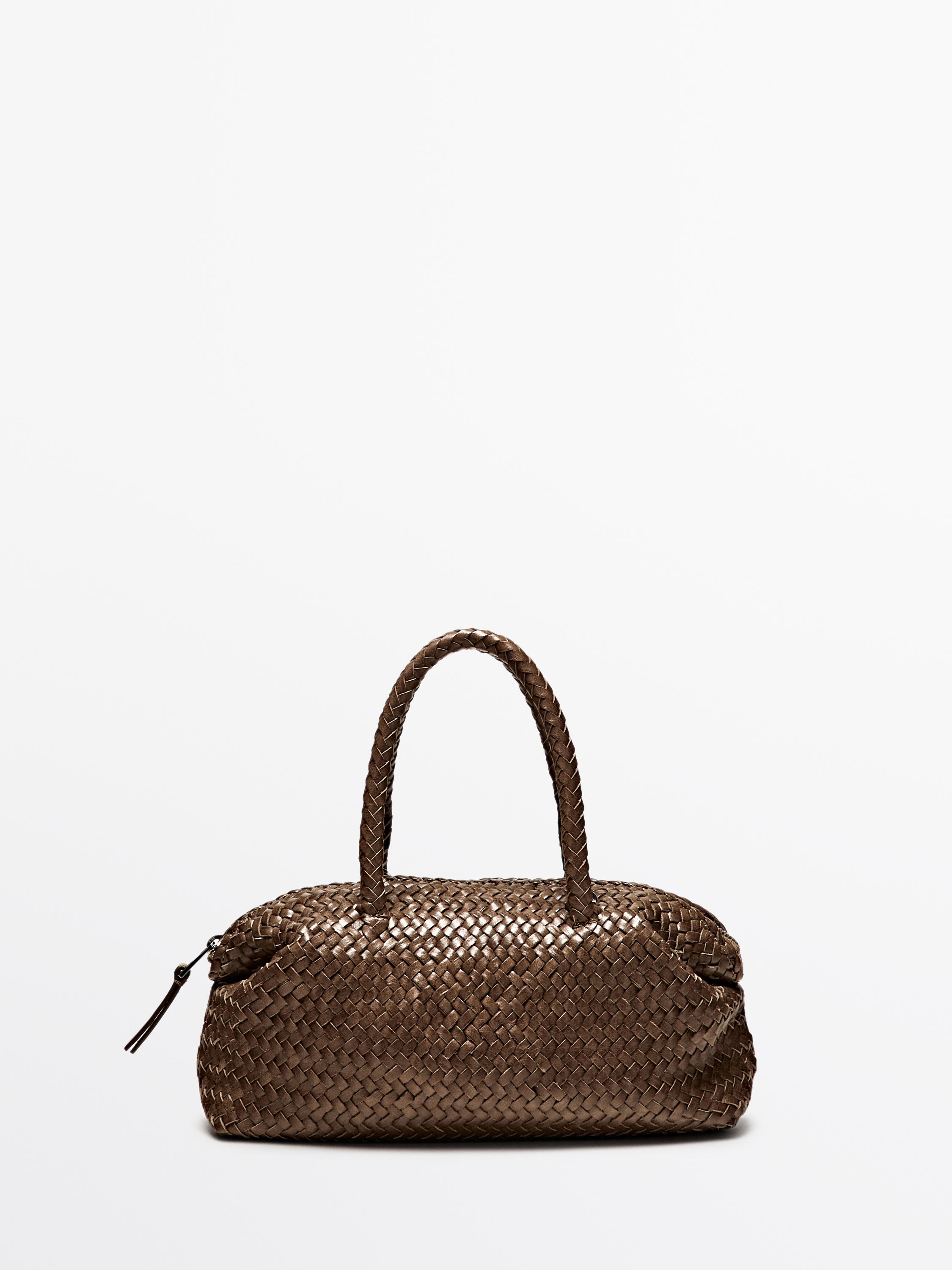 Small woven nappa leather satchel bag