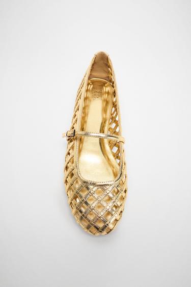 BAILARINA REJILLLA EFECTO METALIZADO - Oro de Zara