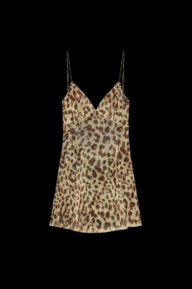KURZES KLEID MIT TÜLL UND PRINT - Leopardenprint von Zara
