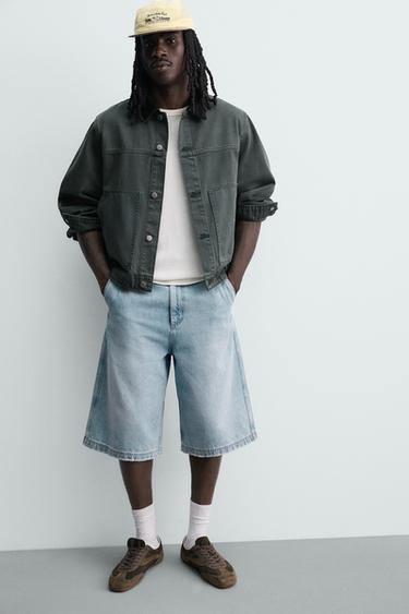 BLOUSON DÉLAVÉ COL BIMATIÈRE - Vert bouteille de Zara - Image 6
