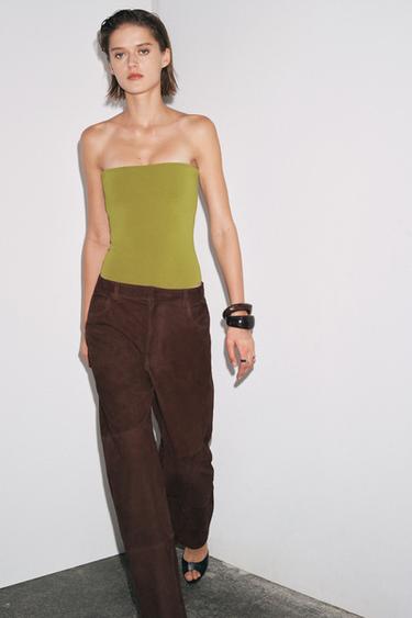 STRETCH BANDEAU BODYSUIT - Green by Zara - Image 3