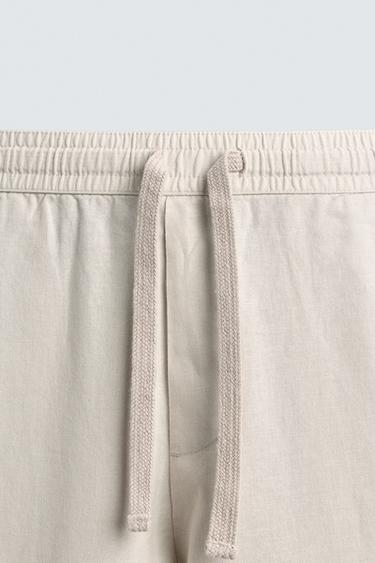 PANTALON DÉCONTRACTÉ EN MÉLANGE DE COTON - Gris perle de Zara - Image 7