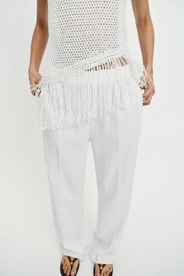 KNIT TOP WITH FRINGING - White by Zara - Image 3