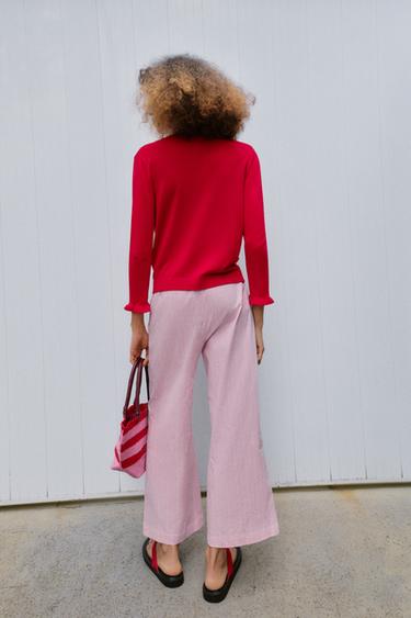 GILET EN MAILLE À VOLANTS - Rouge de Zara - Image 3