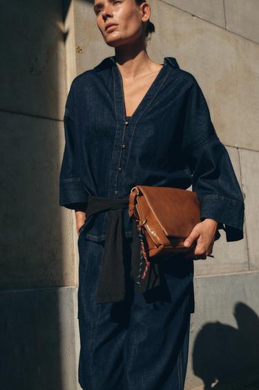 DENIM EFFECT BUTTON-UP SHIRT - Dark indigo by Zara - Image 2