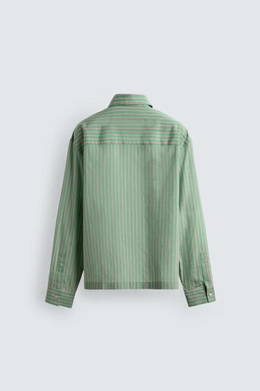 RELAXED FIT STRIPED SHIRT - Turquoise green by Zara - Image 8