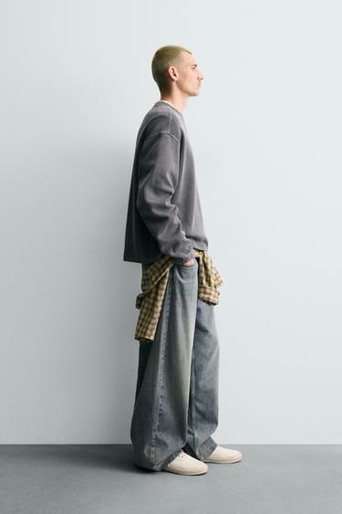 SWEAT STRUCTURÉ DÉLAVÉ - Bleu délavé de Zara - Image 3