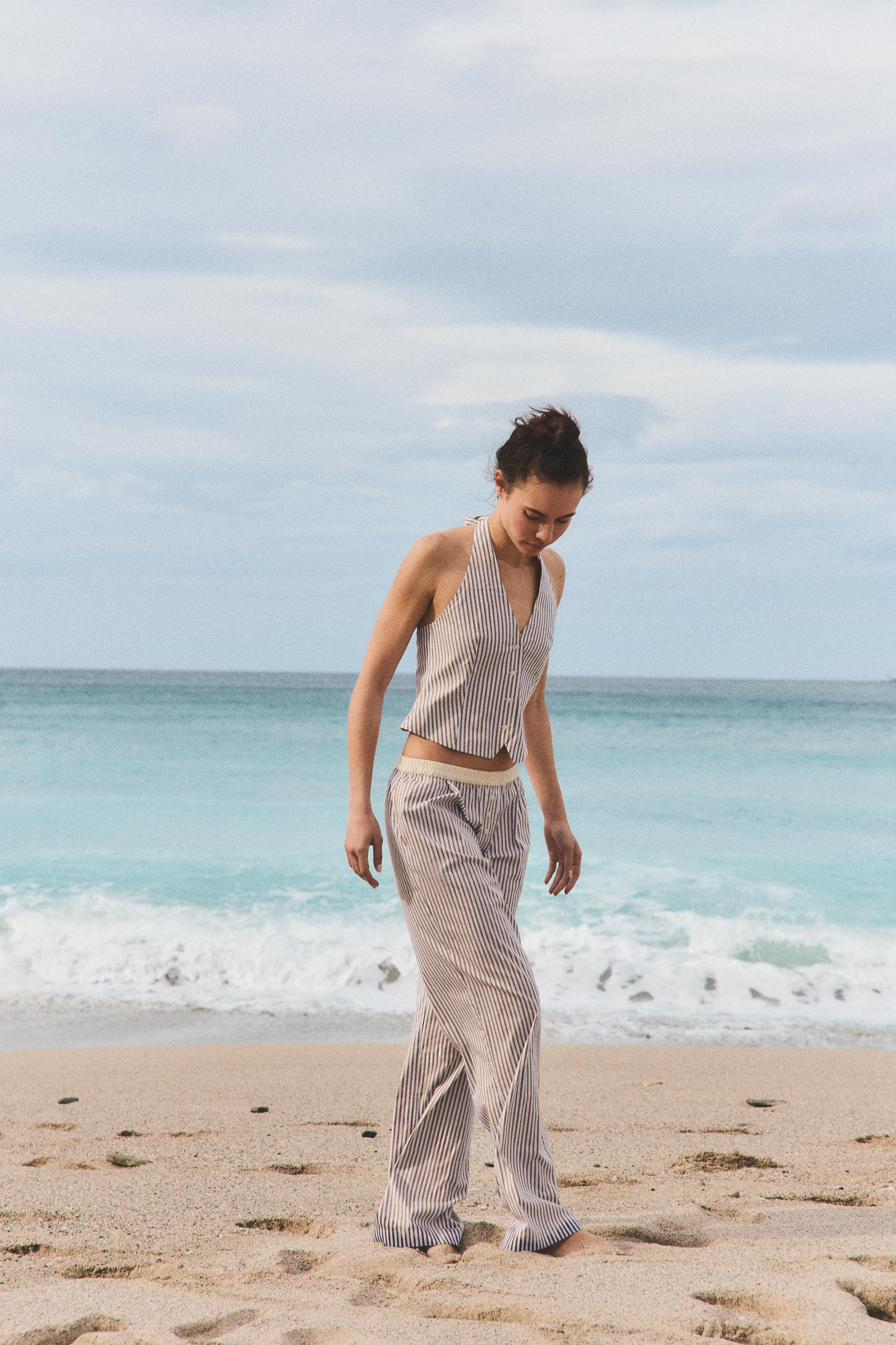 STRIPED HALTER VEST TOP - Brown-Blue | ZARA United States