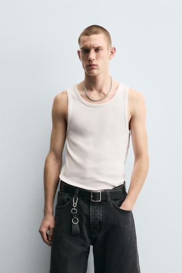 CAMISETA TANK RIB BÁSICA - Branco da Zara