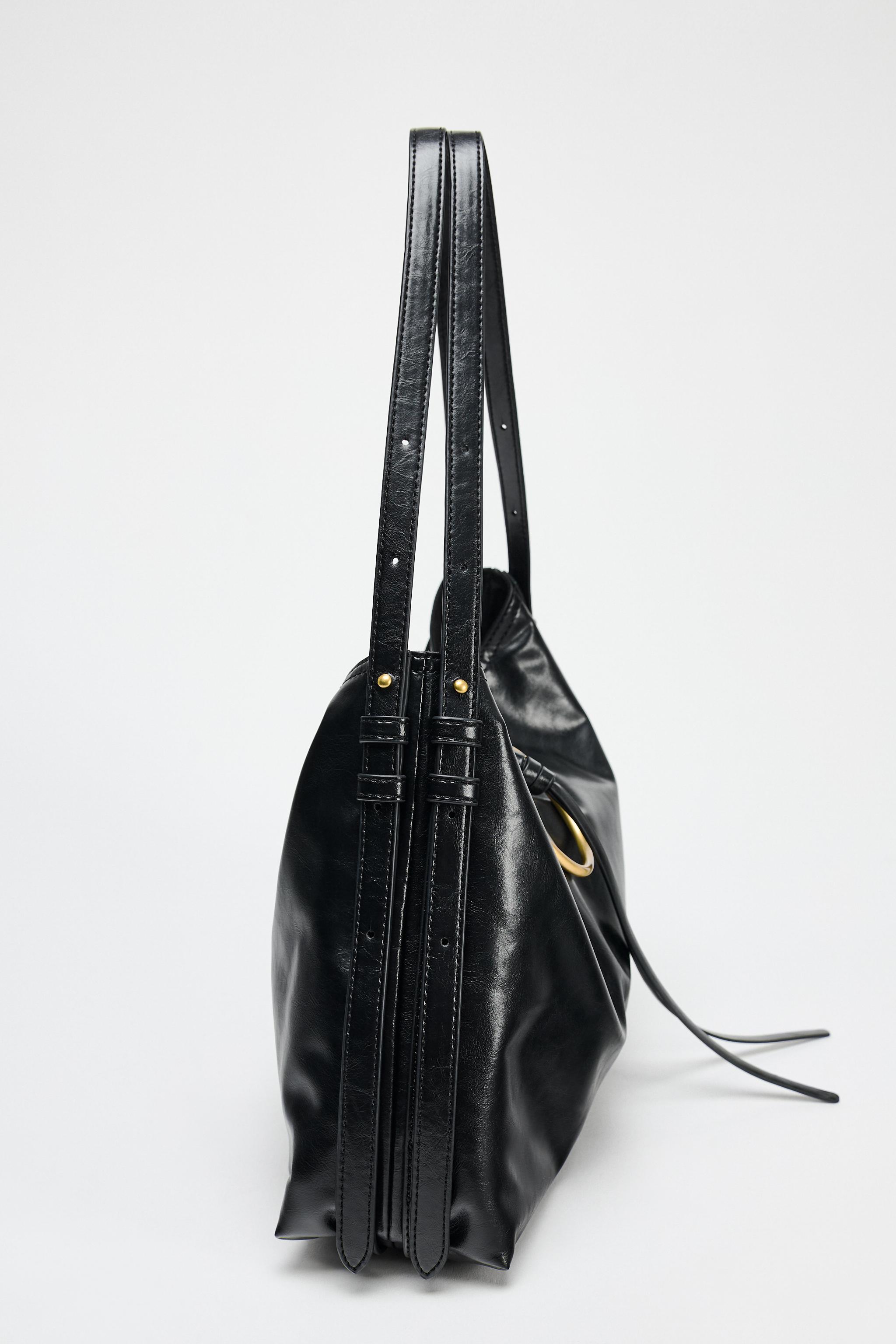 ZARA オーバルバッグ 6021/410 METAL DETAIL BUCKET SHOULDER BAG - Black | ZARA Australia