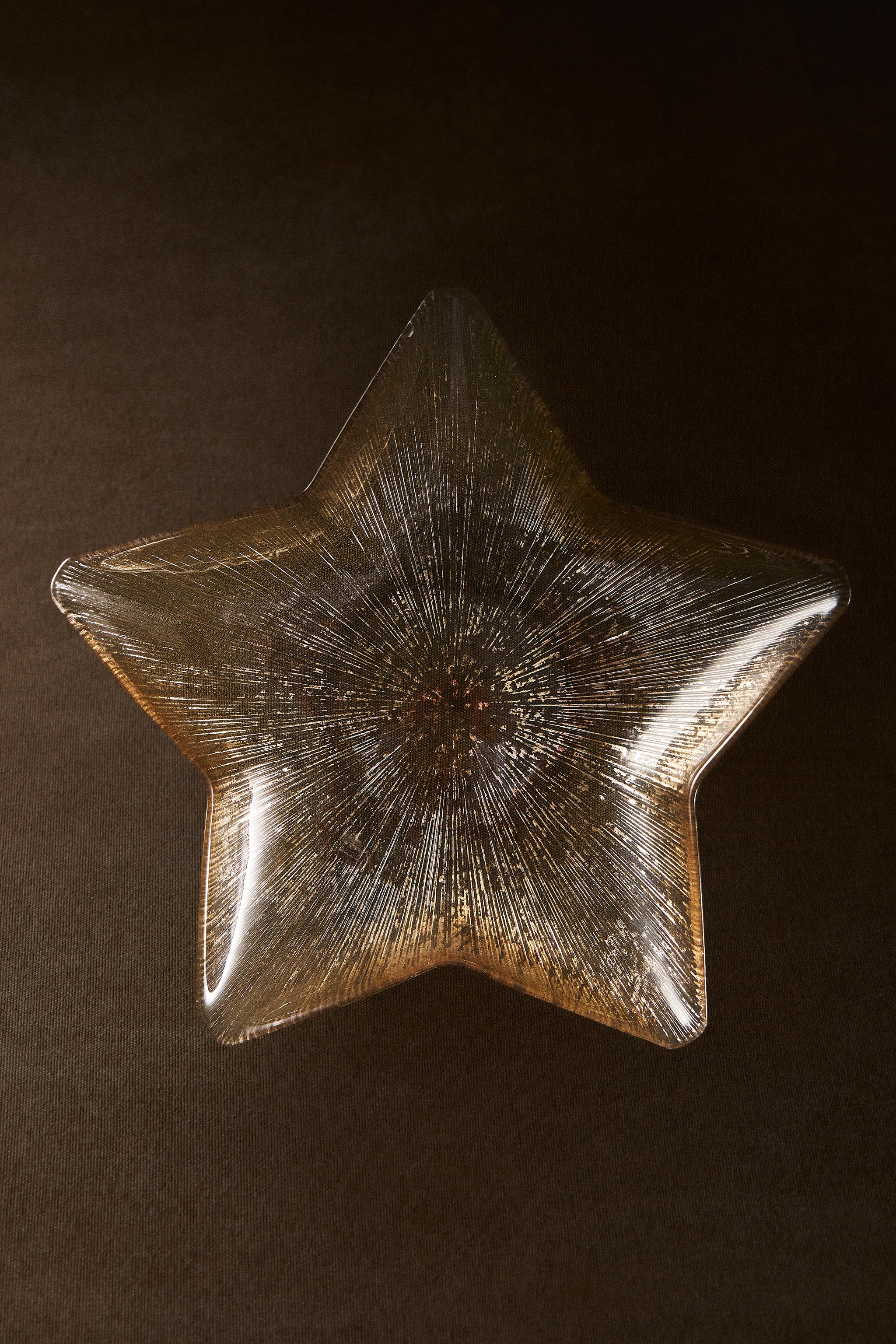CHRISTMAS MERCURISED GLASS STAR SERVING DISH