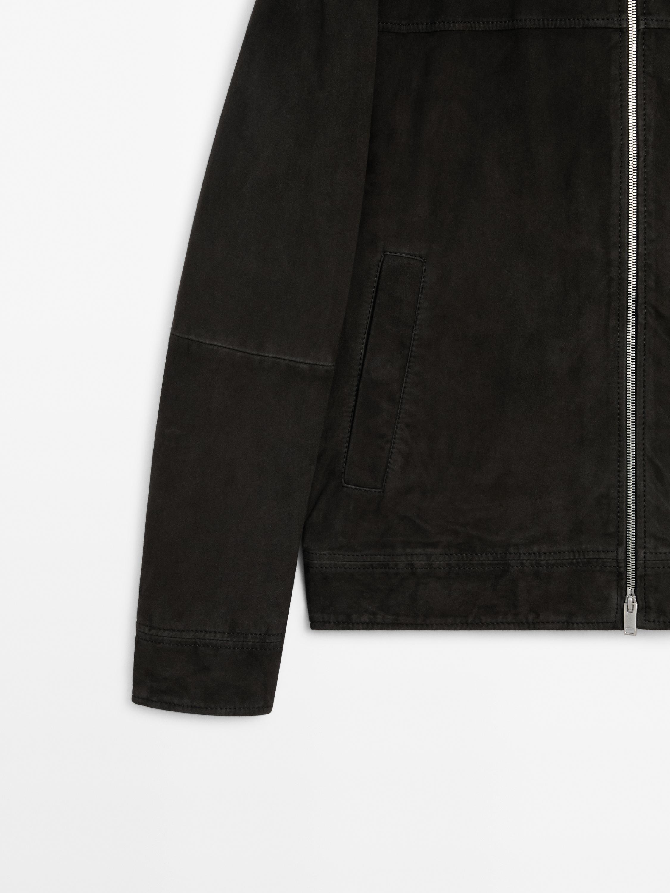 Suede leather zip up jacket
