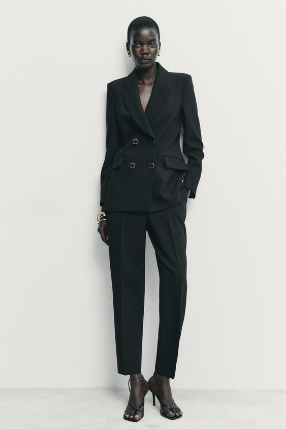 DOUBLE-BREASTED BLAZER AND TROUSER SUIT - Faded sky blue by Zara - Image 0