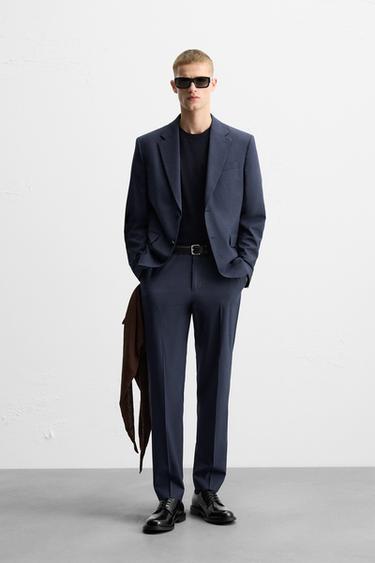 Zara TEXTURED PLAID SUIT - Ecru/Yellow