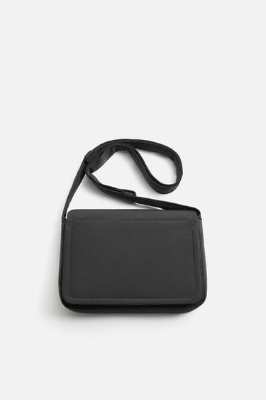NYLON CROSSBODY BAG WITH FLAP - Black by Zara