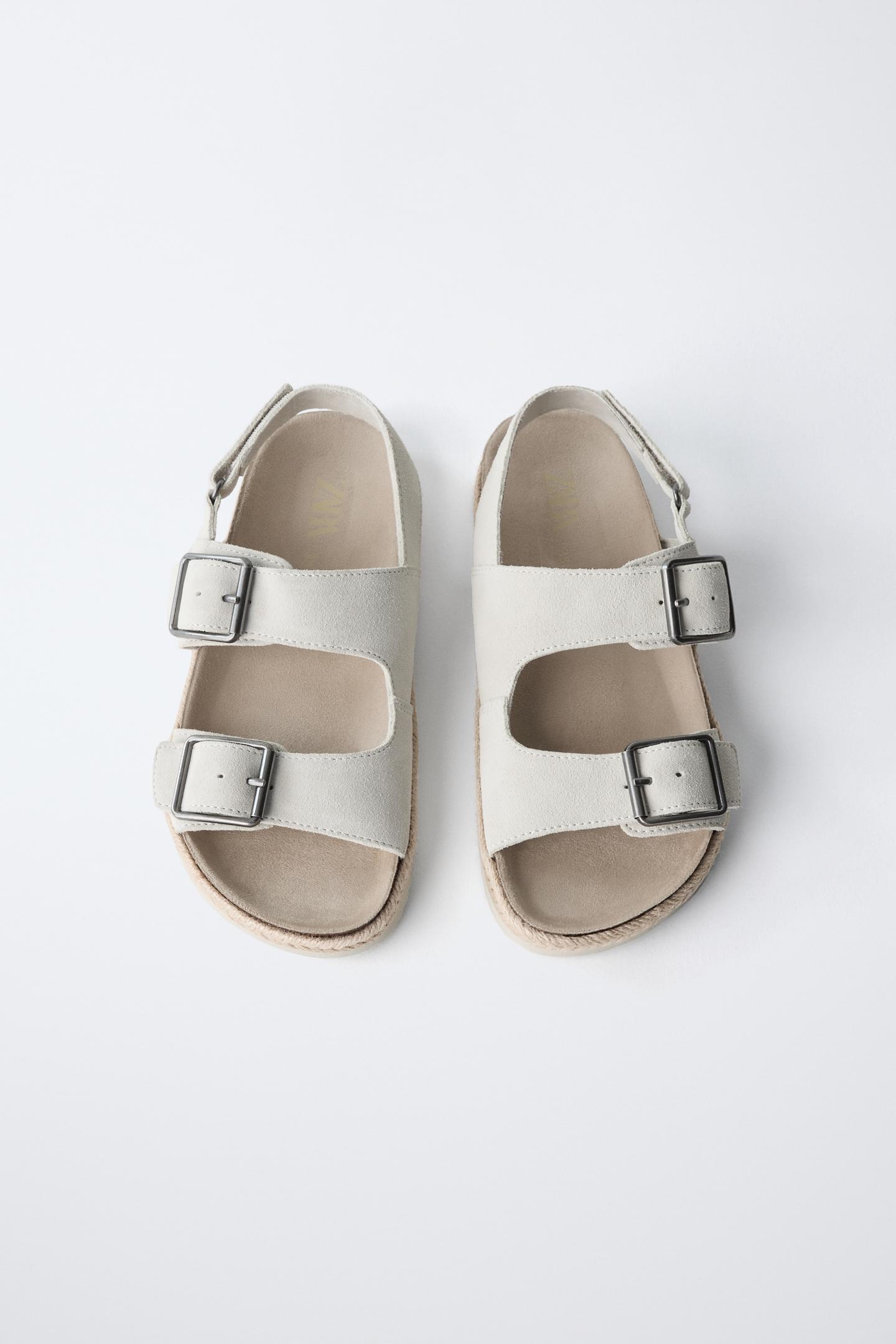 Детские сандалии Zara Leather Buckle, цвет: Молочный белый — фото 4