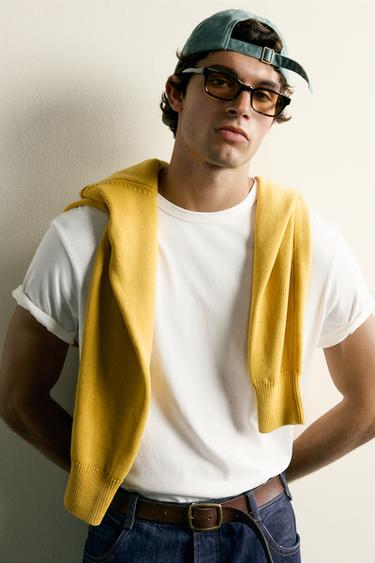 Zara REGULAR FIT WASHED T-SHIRT - Oyster-white