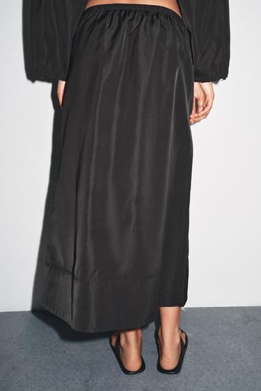 ZW COLLECTION TECHNICAL EFFECT MIDI SKIRT - Black by Zara - Image 2